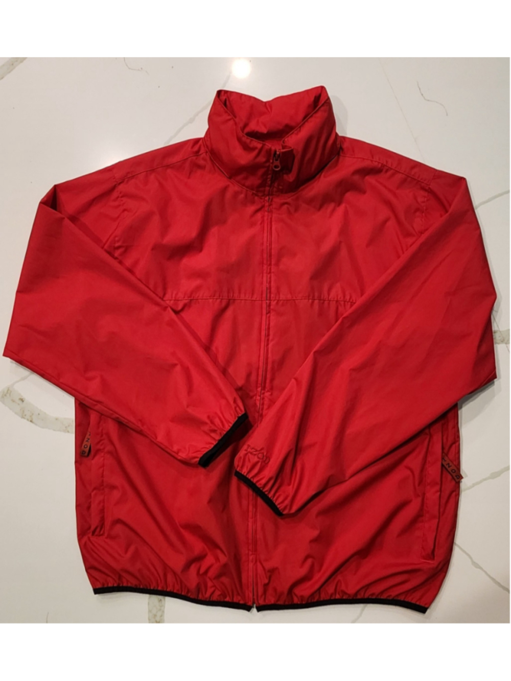 IZOD XFG Red Full Zip Windbreaker Jacket Hooded Collar Men’s Size L Golf